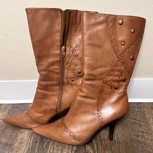 Tan Leather Boots Size 8 1/2.